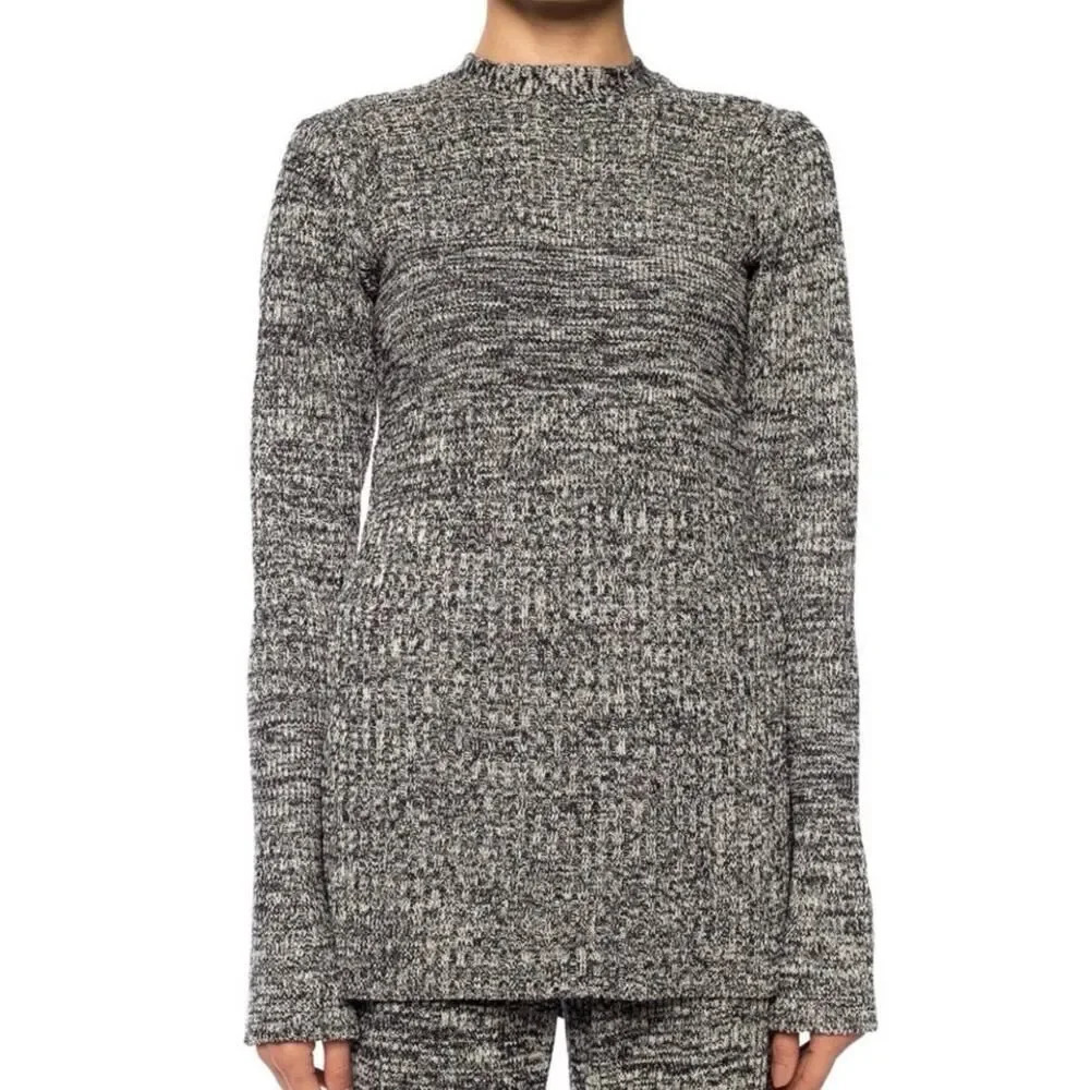 VICTORIA VICTORIA BECKHAM Size Small‎ Marled Gray Long Sleeve Keyhole Tunic Knit